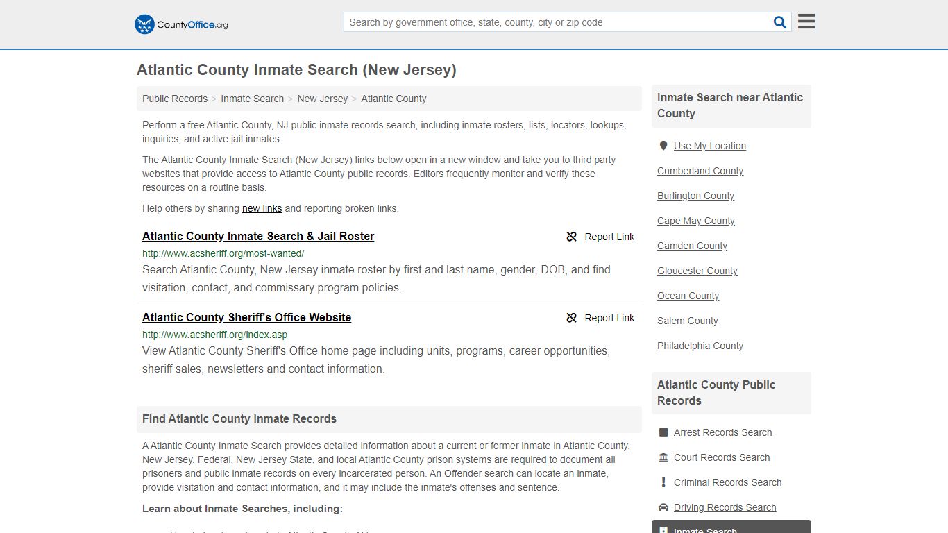 Inmate Search - Atlantic County, NJ (Inmate Rosters ...